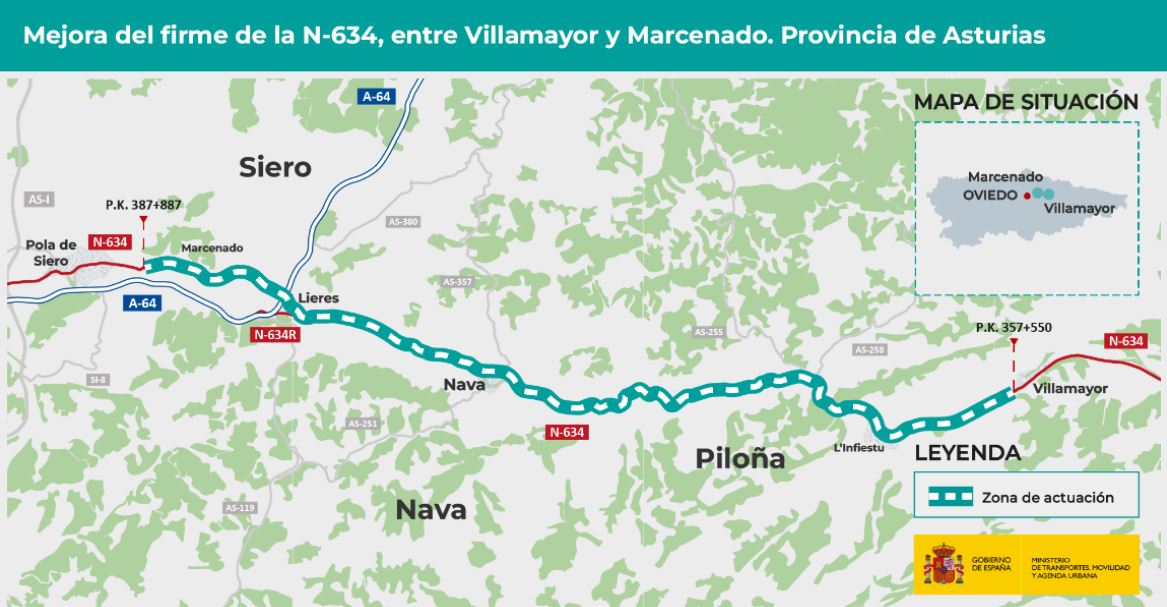 Imagen - Fomento valora la inversión de 12,2 millones anunciada para la N-634 entre Villamayor y Marcenao, que refuerza la cohesión territorial del oriente