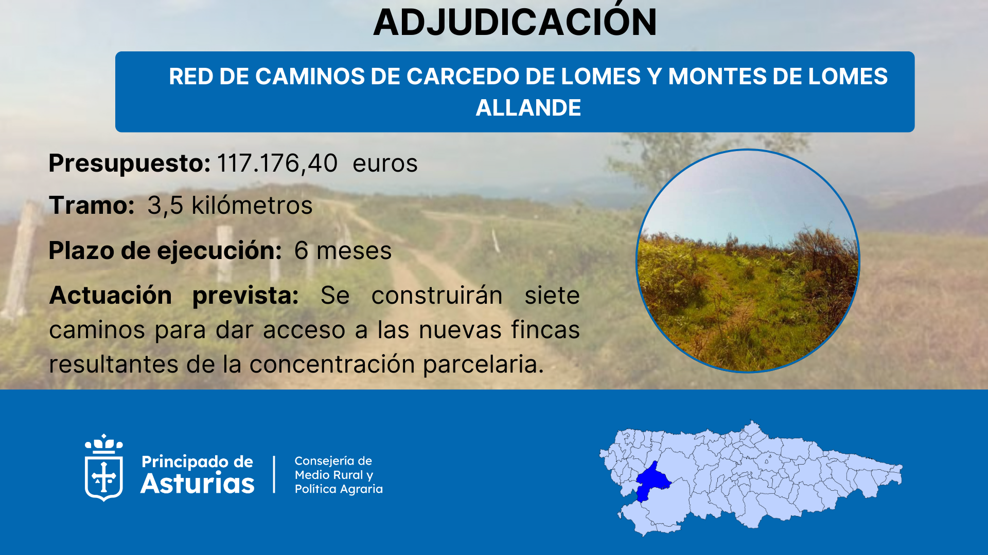 Imagen del artículo Medio Rural adjudica las obras de la red de caminos de Carcedo de Lomes, en Allande, por 117.000 euros