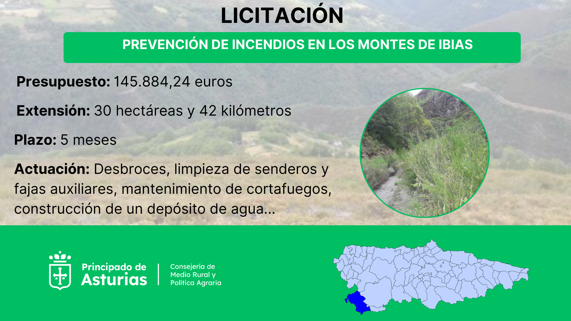 Imagen del artículo Medio Rural invertirá 145.900 euros en labores de prevención de incendios en 26 montes vecinales en mano común de Ibias