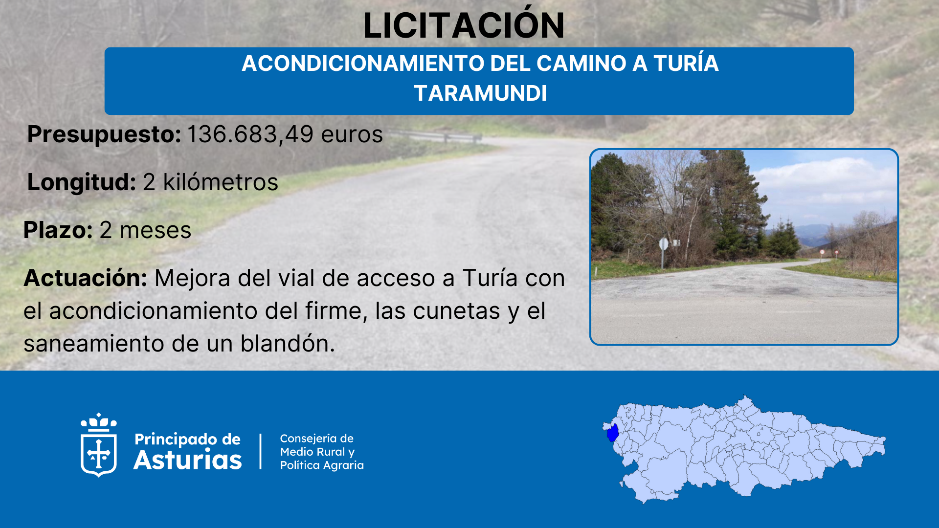 Imagen del artículo Medio Rural destina 136.000 euros a la mejora del camino de Turía, en Taramundi