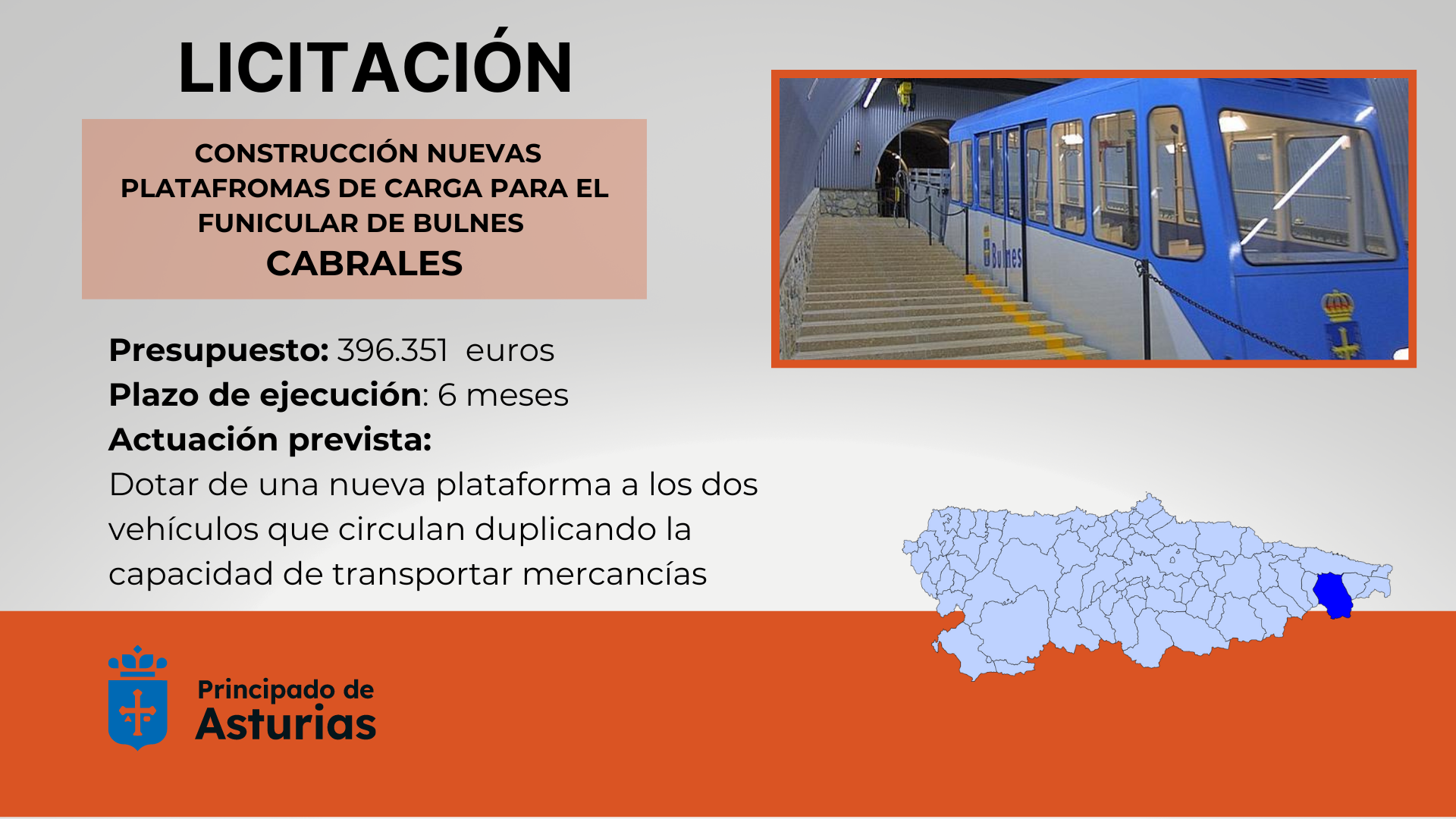 Imagen del artículo El Gobierno de Asturias licita la construcción de dos nuevas plataformas de carga para el funicular de Bulnes por 396.000 euros