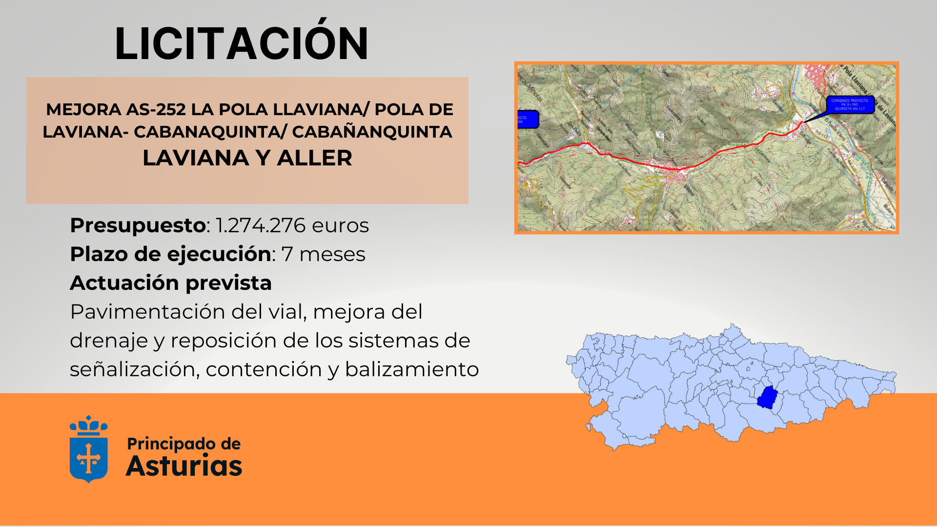 Imagen del artículo El Gobierno de Asturias licita la mejora de la AS-252, en Laviana, en 1,2 millones