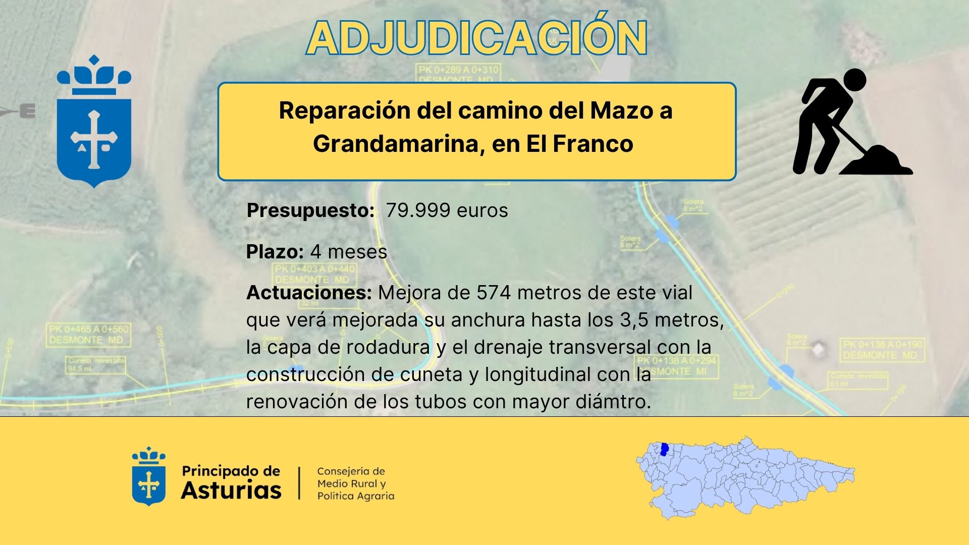 Imagen - Medio Rural adjudica en 80.000 euros las obras de reparación del camino de El Mazo a Grandamarina, en El Franco