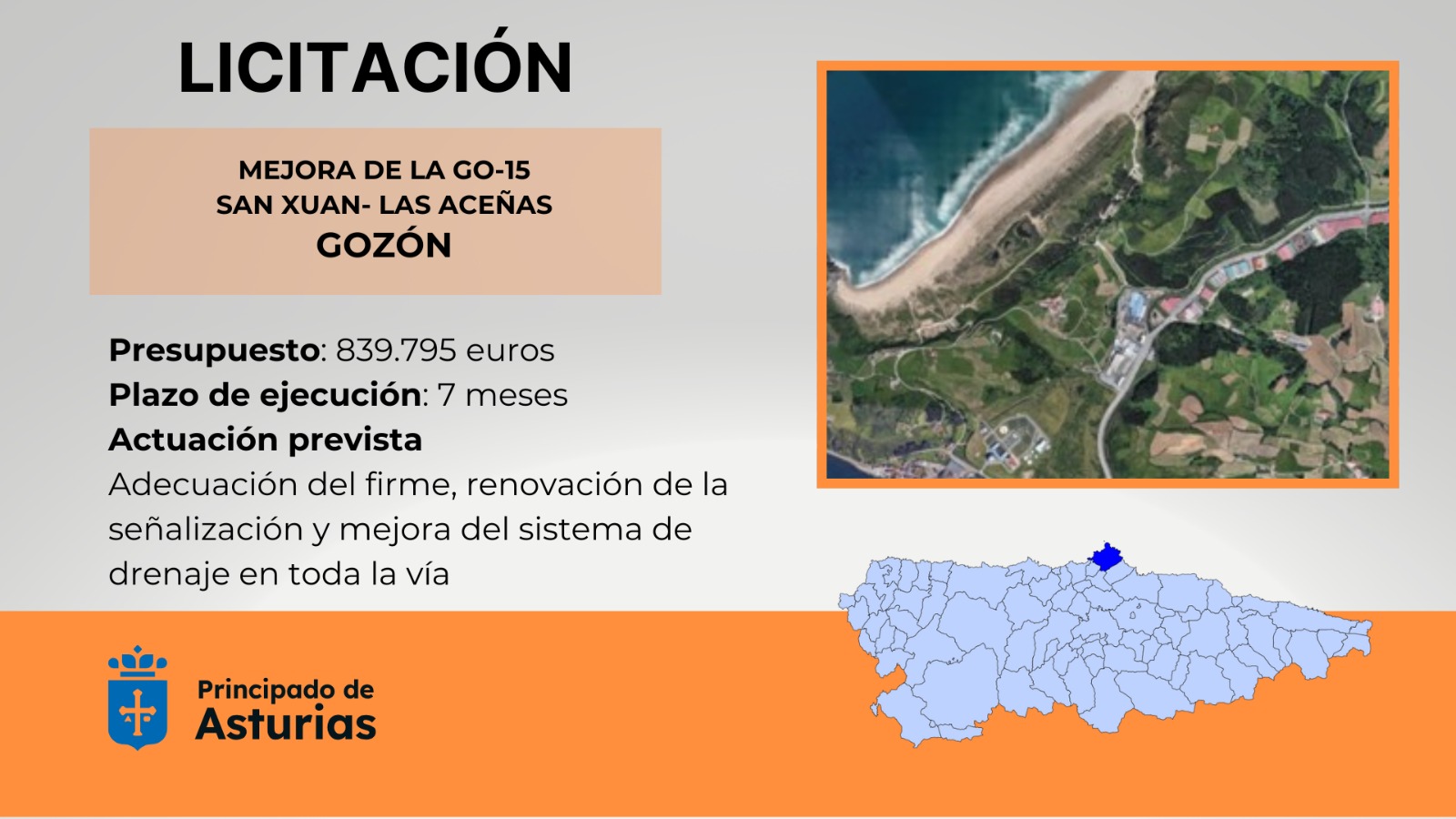 Imagen - Movilidad licita en 840.000 euros la reforma de la carretera GO-15, de San Xuan a Las Aceñas, en Gozón