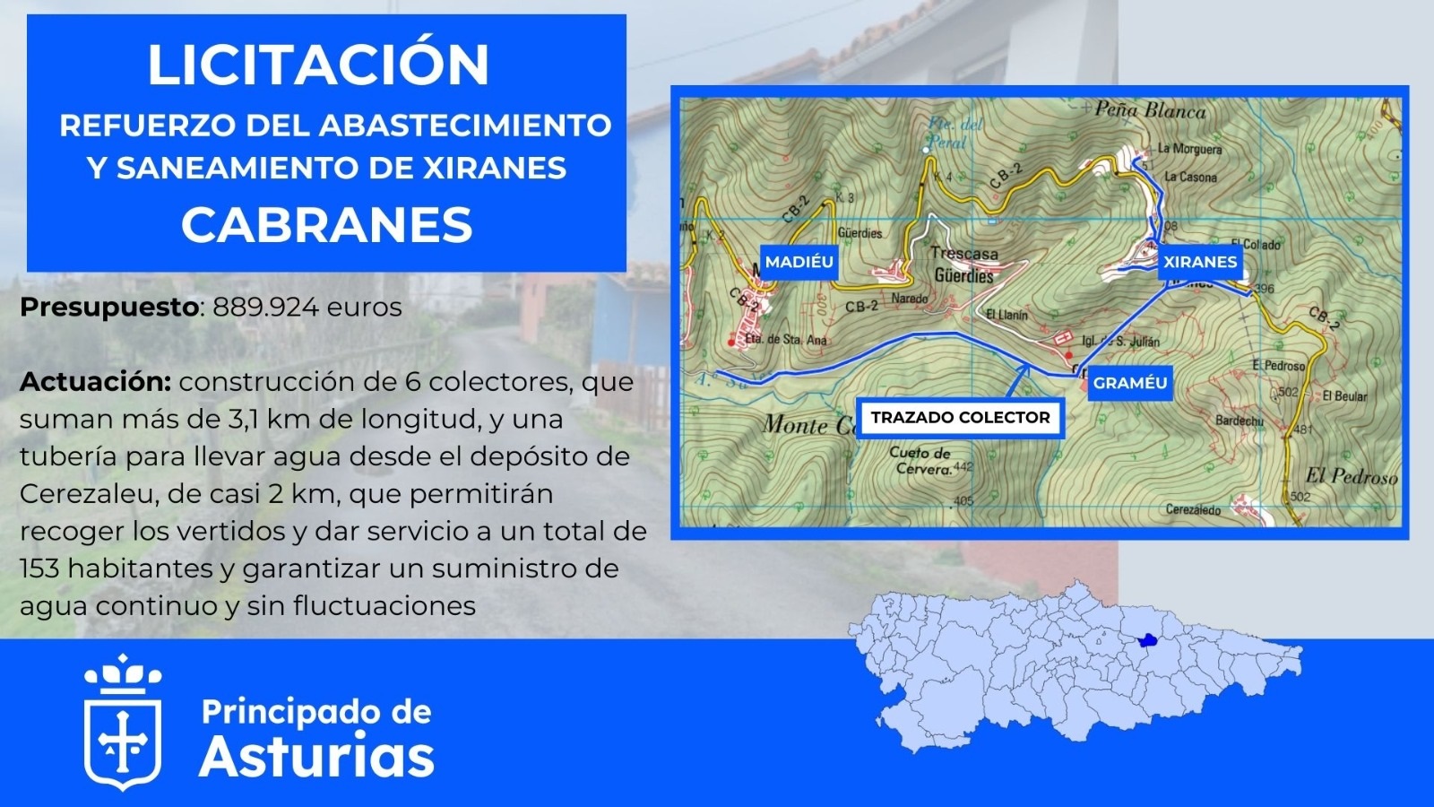 Imagen - El Principado destina 890.000 euros al refuerzo del abastecimiento y saneamiento de Xiranes, en Cabranes