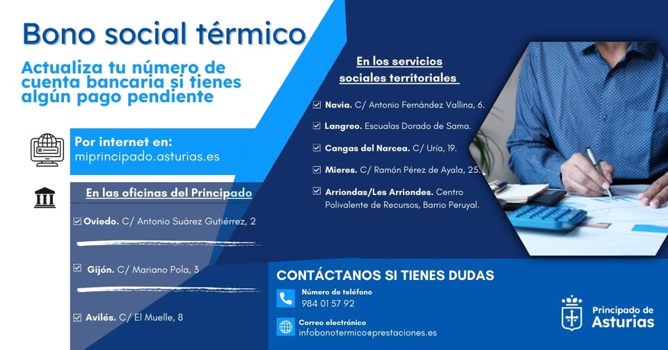 Imagen - El Gobierno de Asturias pagará entre mayo y junio 28.000 ayudas correspondientes al bono social térmico de 2025, un 65 % del total