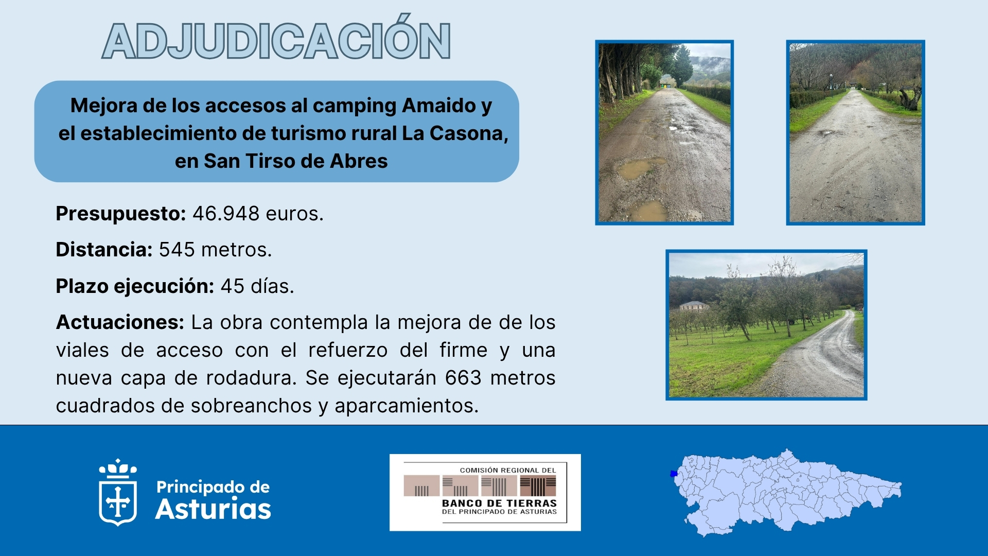 Imagen - El Banco de Tierras adjudica la mejora de los accesos al camping Amaido, en San Tirso de Abres, por 47.000 euros
