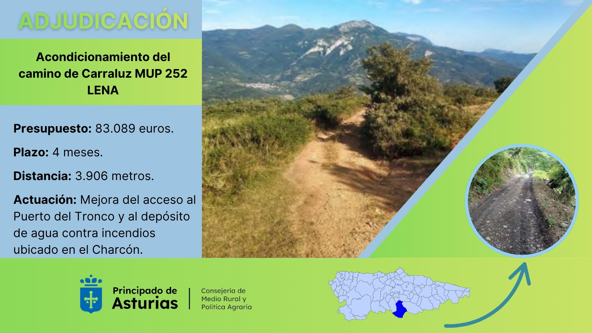 Imagen - Medio Rural adjudica por 83.000 euros la mejora de 3,9 kilómetros de caminos en Carraluz, en Lena