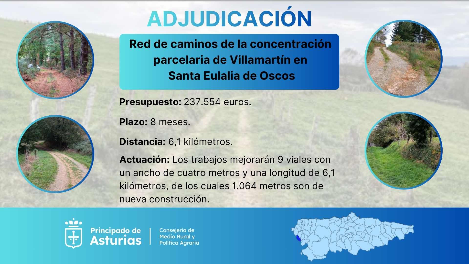 Imagen - Medio Rural adjudica en 237.000 euros la red de caminos de la concentración parcelaria de Villamartín, en Santa Eulalia de Oscos