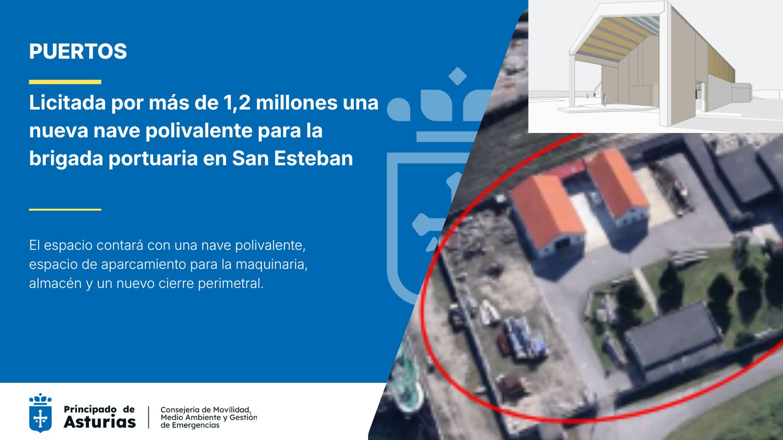 Imagen - Movilidad licita en más de 1,2 millones la nueva nave polivalente para la brigada de conservación de puertos en San Esteban, Muros de Nalón