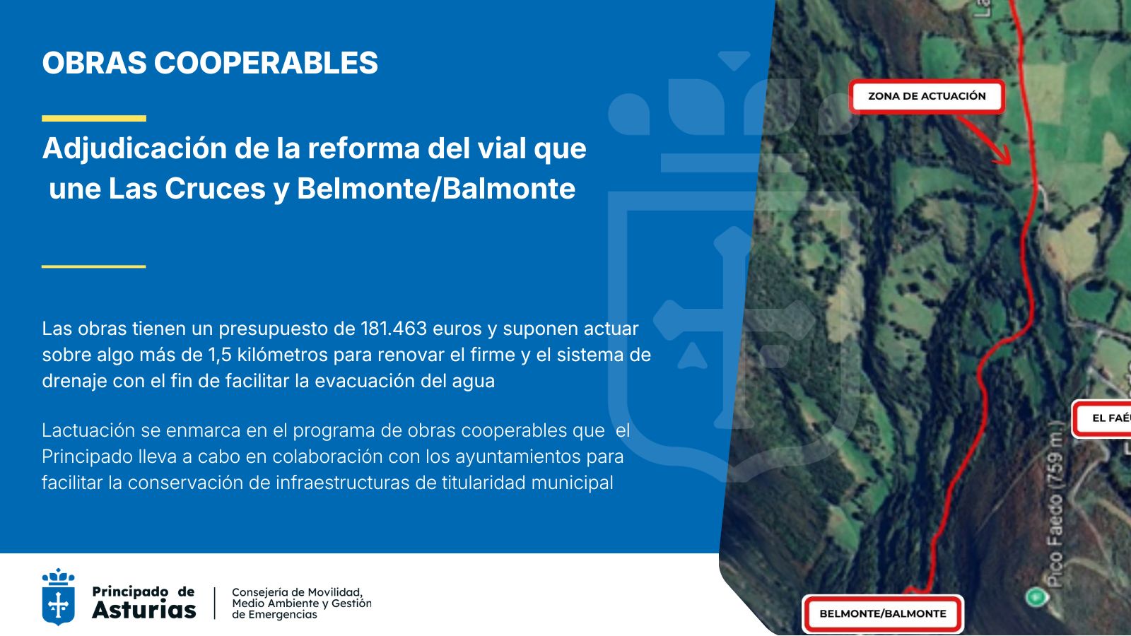 Imagen - El Principado adjudica en más de 181.000 euros la reforma del vial que une Las Cruces y Belmonte/Balmonte