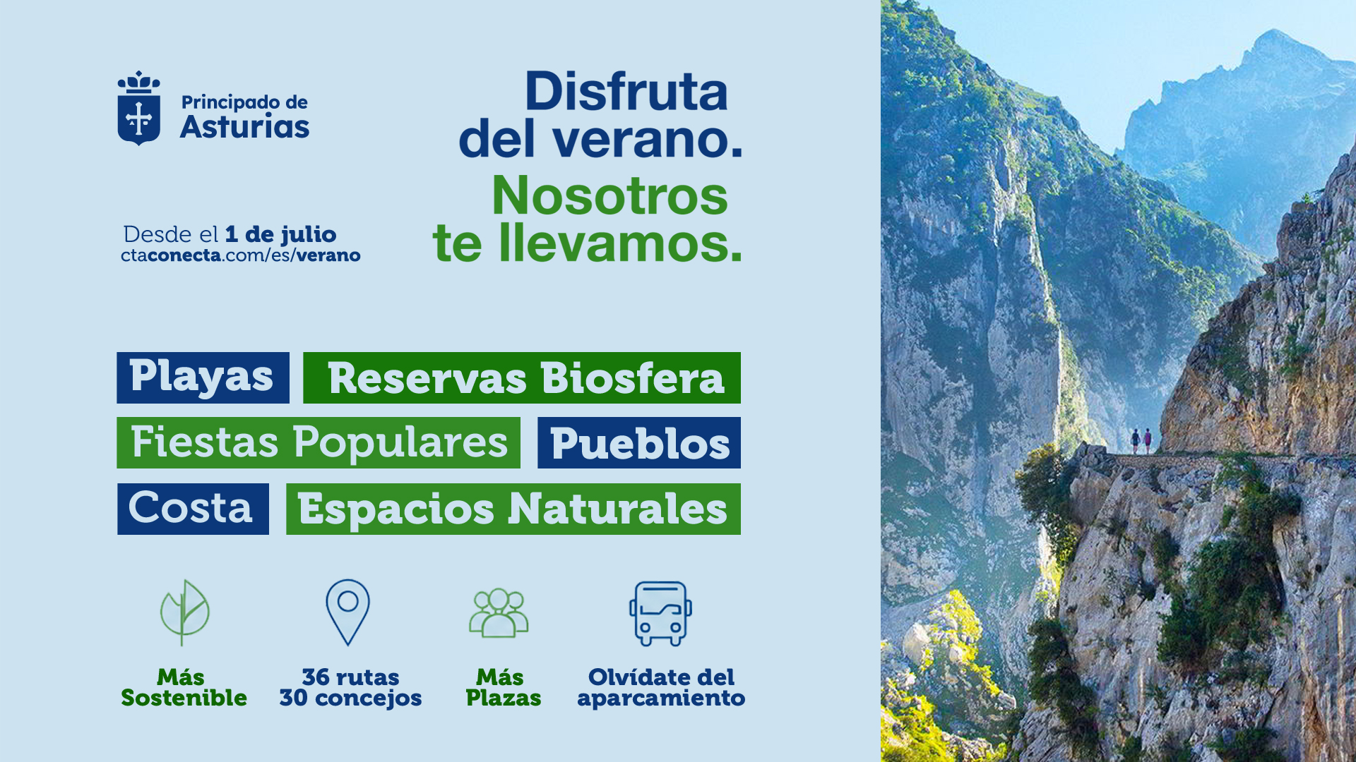 Imagen - El Gobierno de Asturias presenta su mayor oferta de lanzaderas estivales para fomentar la movilidad sostenible en los corredores turísticos y espacios naturales más visitados