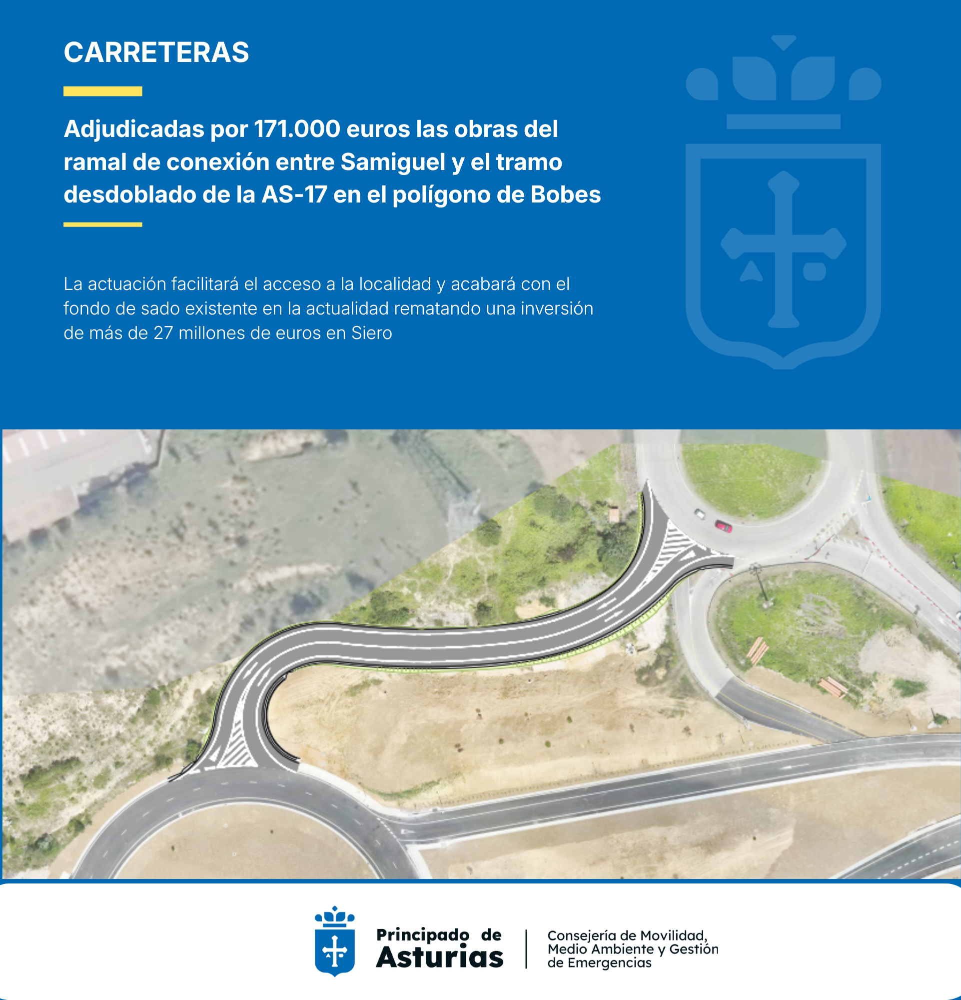 Imagen - Movilidad adjudica por 171.000 euros la conexión de Samiguel con el tramo desdoblado de la AS-17 en el polígono de Bobes, en Siero