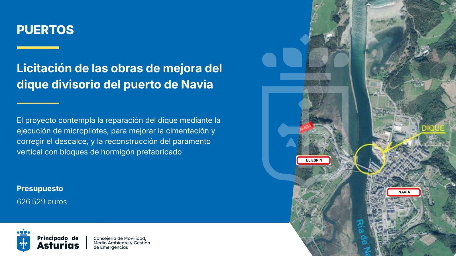 Imagen - El Gobierno de Asturias licita en 626.000 euros las obras de reparación del dique divisorio del puerto de Navia