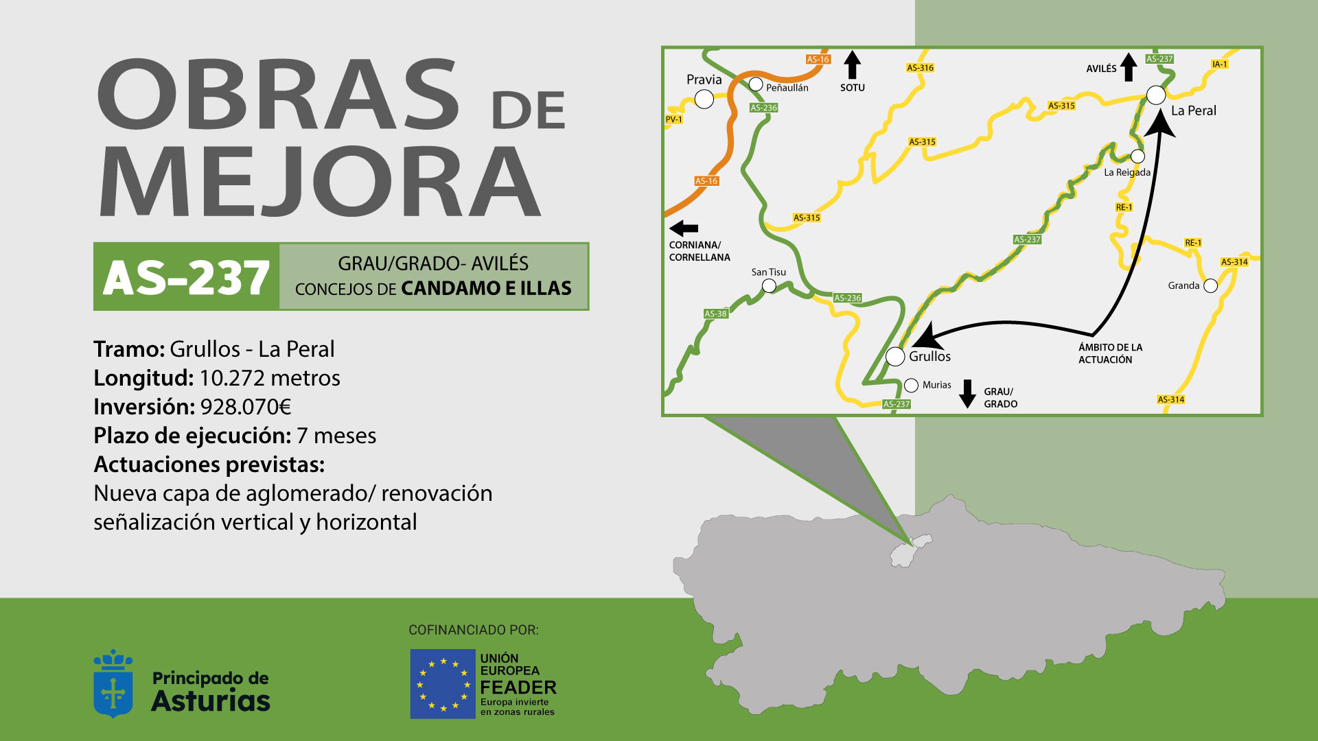 Imagen - Adjudicadas en más de 900.000 euros las obras de mejora de la carretera AS-237 entre Grullos y La Peral